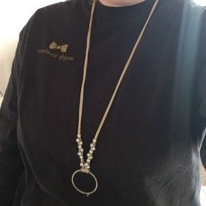 Leather and silver long necklace